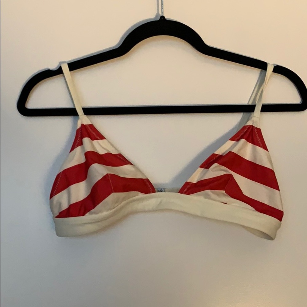 Solid & Striped red and white bikini top